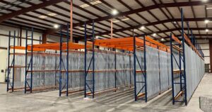 Pallet rack supported pick module installed in mobile, Alabama that included wide span shelving on the top level.