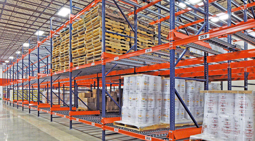 Pallet flow rack system installed in Ohio warehouse