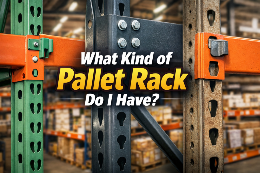 pallet rack identification chart showing teardrop, structural, keystone, and other upright hole patterns