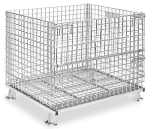 Collapsible wire container with drop front