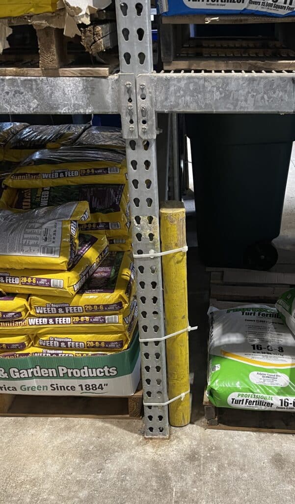 Post protector fail, how not to protect your pallet rack upright