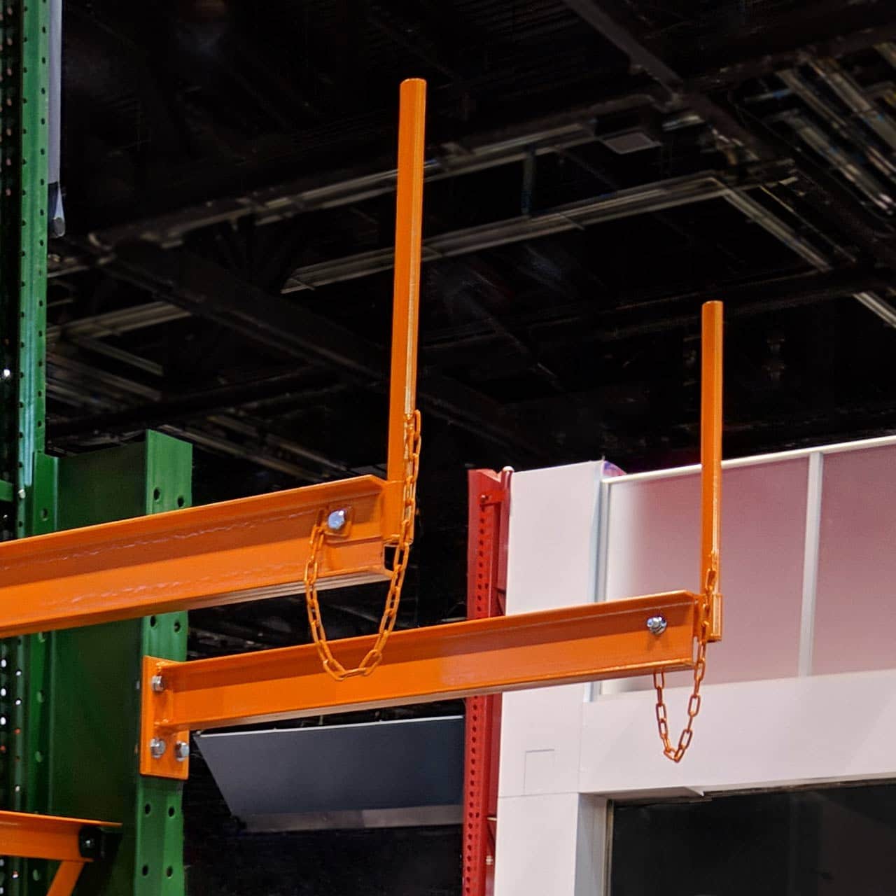 Pipe Guide Stops Pipe Stops for Cantilever Racking | Low-Cost Lumber Storage Safety Upgrade