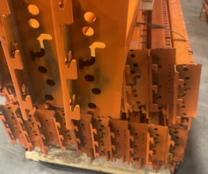 Redirack pallet rack beams and uprights during warehouse installation in Ohio