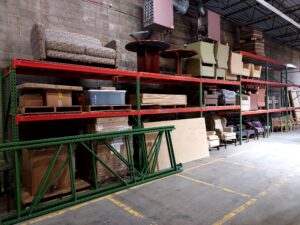 Pallet racking uprights, beams and wire decking