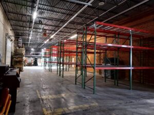 Pallet racking uprights, beams and wire decking