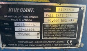 Blue giant serial plate for dock leveler