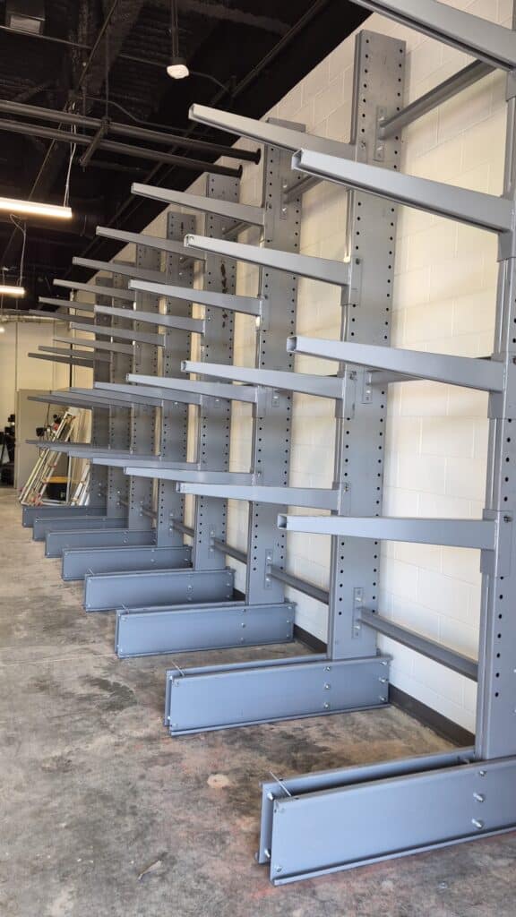 Modern Equipment company cantilever rack installed at Lancaster high school in Lancaster Ohio